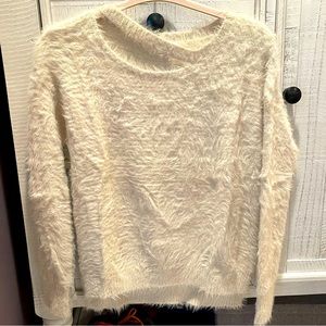 Ivory Rose sweater from Francesca’s. Large, cream.